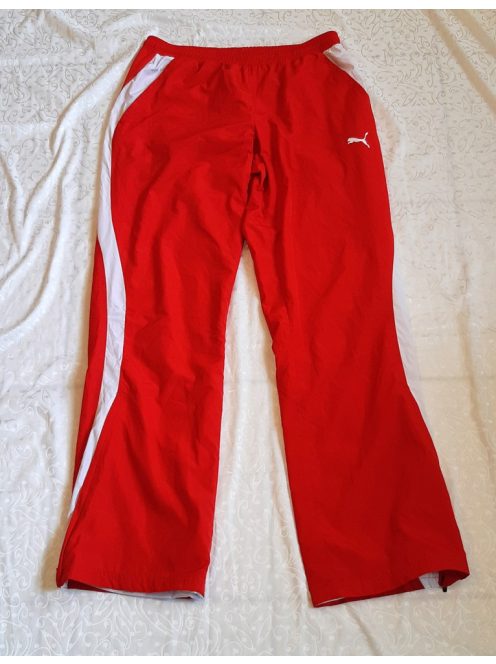 N27  PUMA piros melegítő nadrág,oldalain fehér sáv.Méret nincs beleírva,de a lenti leírásban megtalálható.