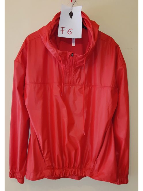 F6   FABLETICS (californiai), XL-es ,vízálló pulóver,fix kapucnis,piros színű,nyakánál 16cm-es cipzár.
